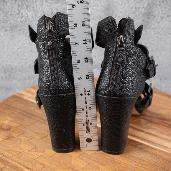 Rebecca Minkoff Black Metallic Sky Heeled Sandals Size 10 M - Picture 4 of 6